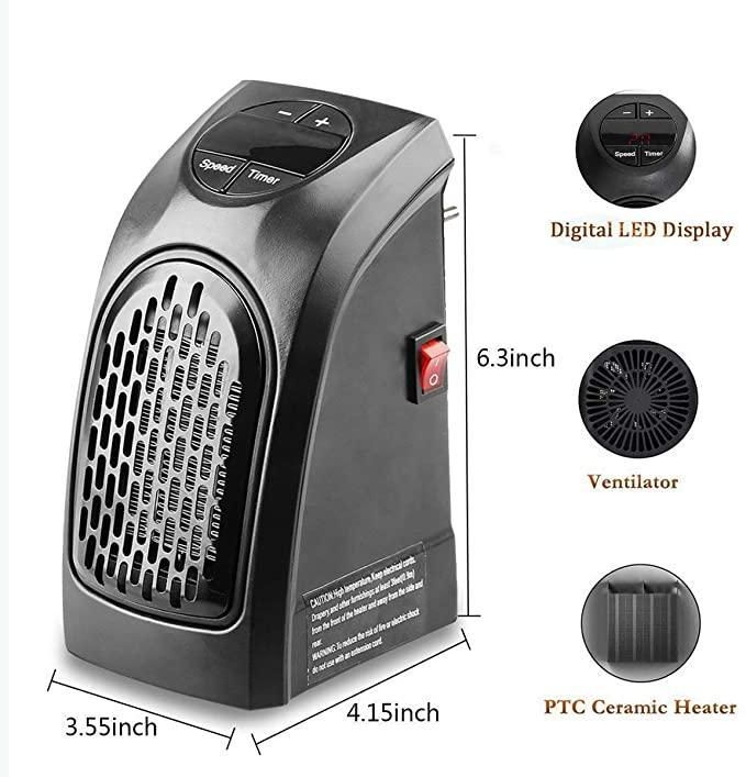 Room Heater- For Home, Office, Camps | with LED Screen | 400 Watts | Portable Wall Heater | Warmer | Mini Blower Heater for Winter