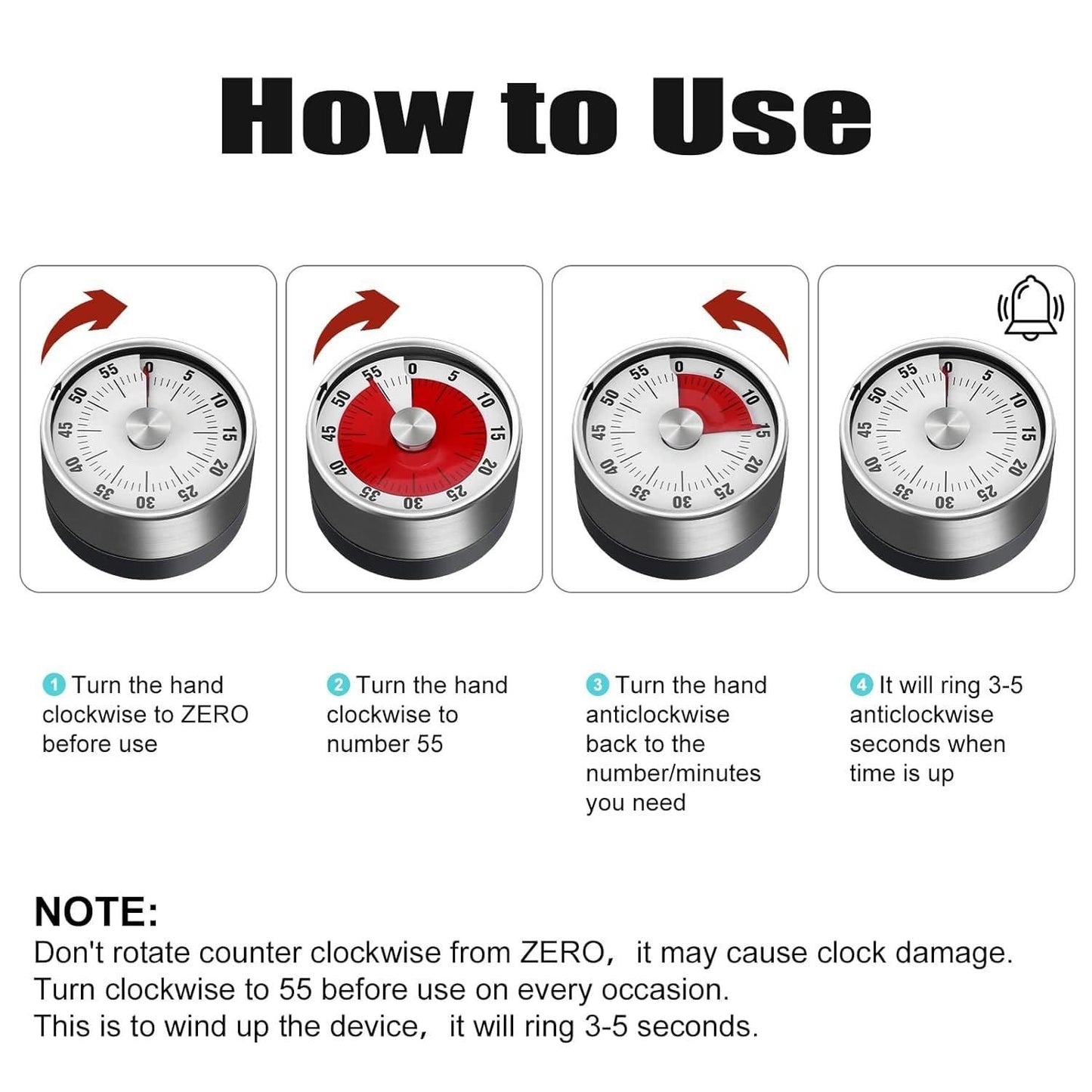 Magnetic Timer with Loud Alarm - 60 Minute